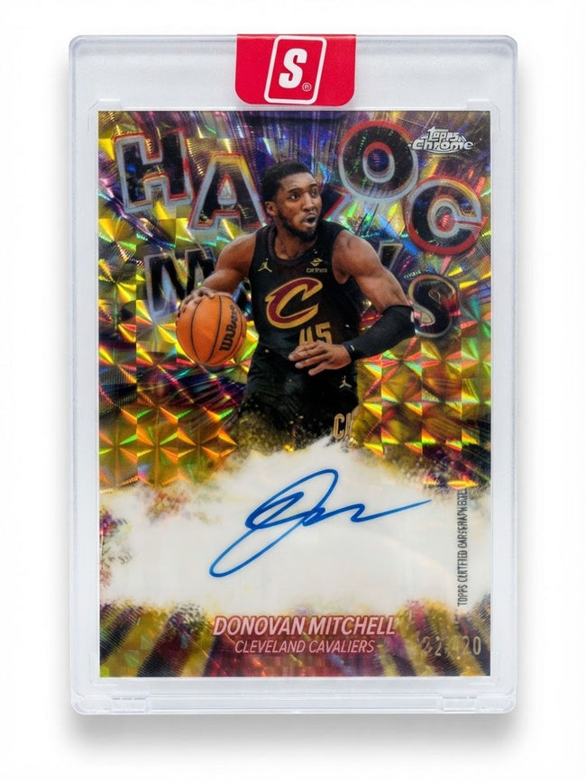 2025-26 Topps Chrome Updates Basketball Havoc Marks Update Donovan Mitchell Gold #HM-DM Auto 32/50
