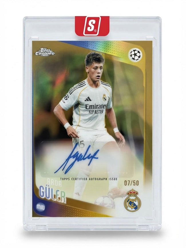 2025 Topps Chrome UEFA Club Competitions Real Madrid Arda Guler Gold Refractor #CA-AR Auto 07/50