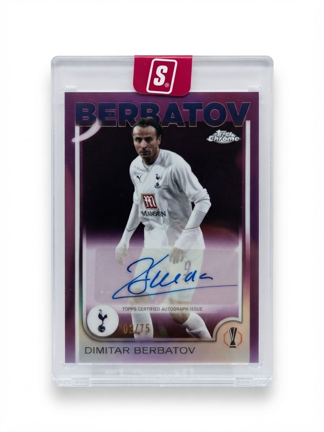 2025 Topps Chrome UEFA Club Competitions 2024/25 Auto Dimitar Berbatov Purple Refractor #CA-BR Auto 02/75