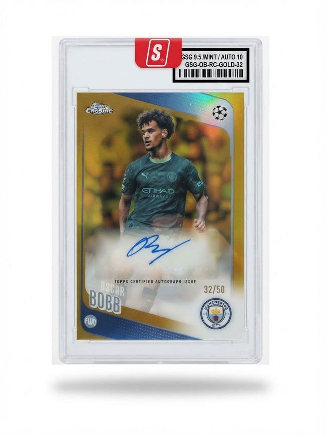 2025 Topps Chrome UEFA Club Competitions 2025/26 Oscar Bobb Gold Refractor #CA-OB Auto 32/50