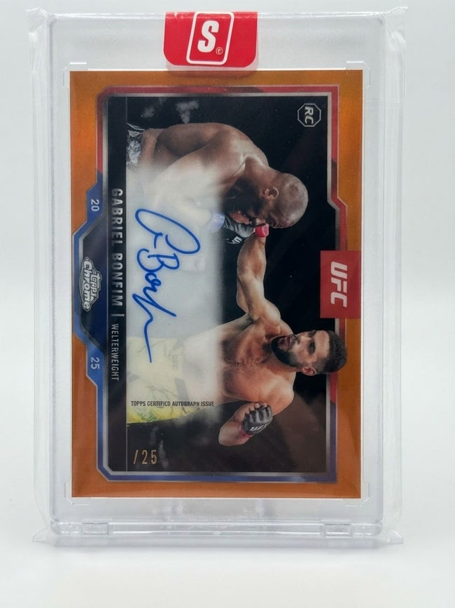 2025 Topps Chrome UFC Chrome Rookie Autographs Gabriel Bonfim Orange Refractor #CRA-GB Rookie Auto 07/25