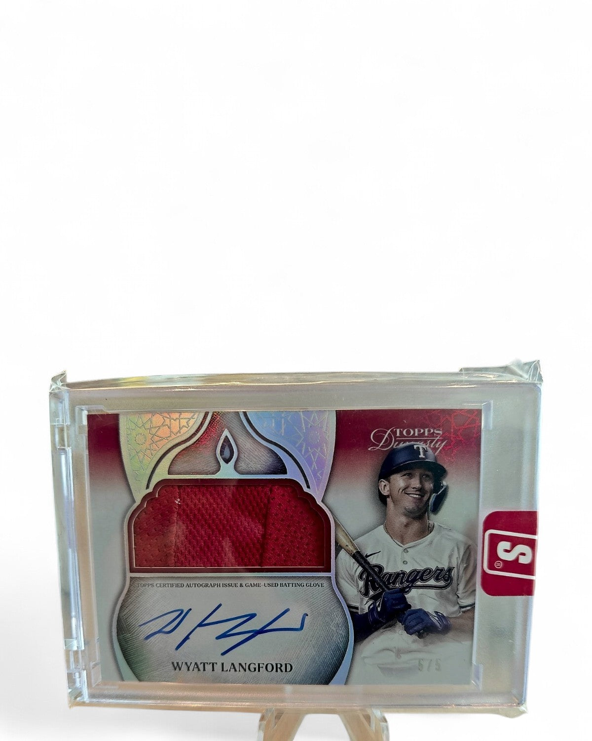 2025 Topps Dynasty Autographed Batting Glove Wyatt Langford #ABG-WL Auto 5/5