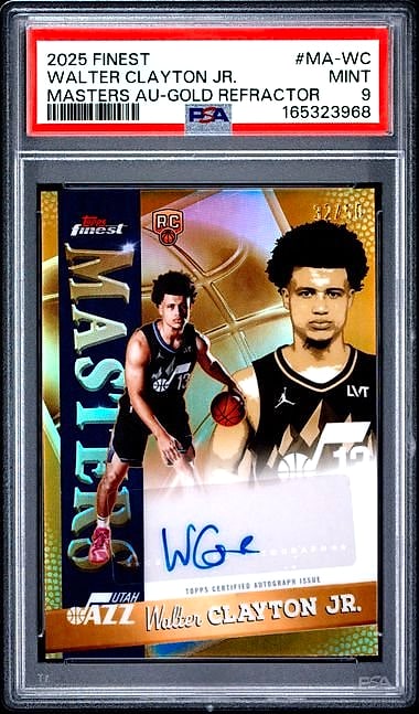 2025 Topps Finest Walter Clayton Jr. Gold Refractor #MA-WC Rookie Auto 82/50 PSA 9