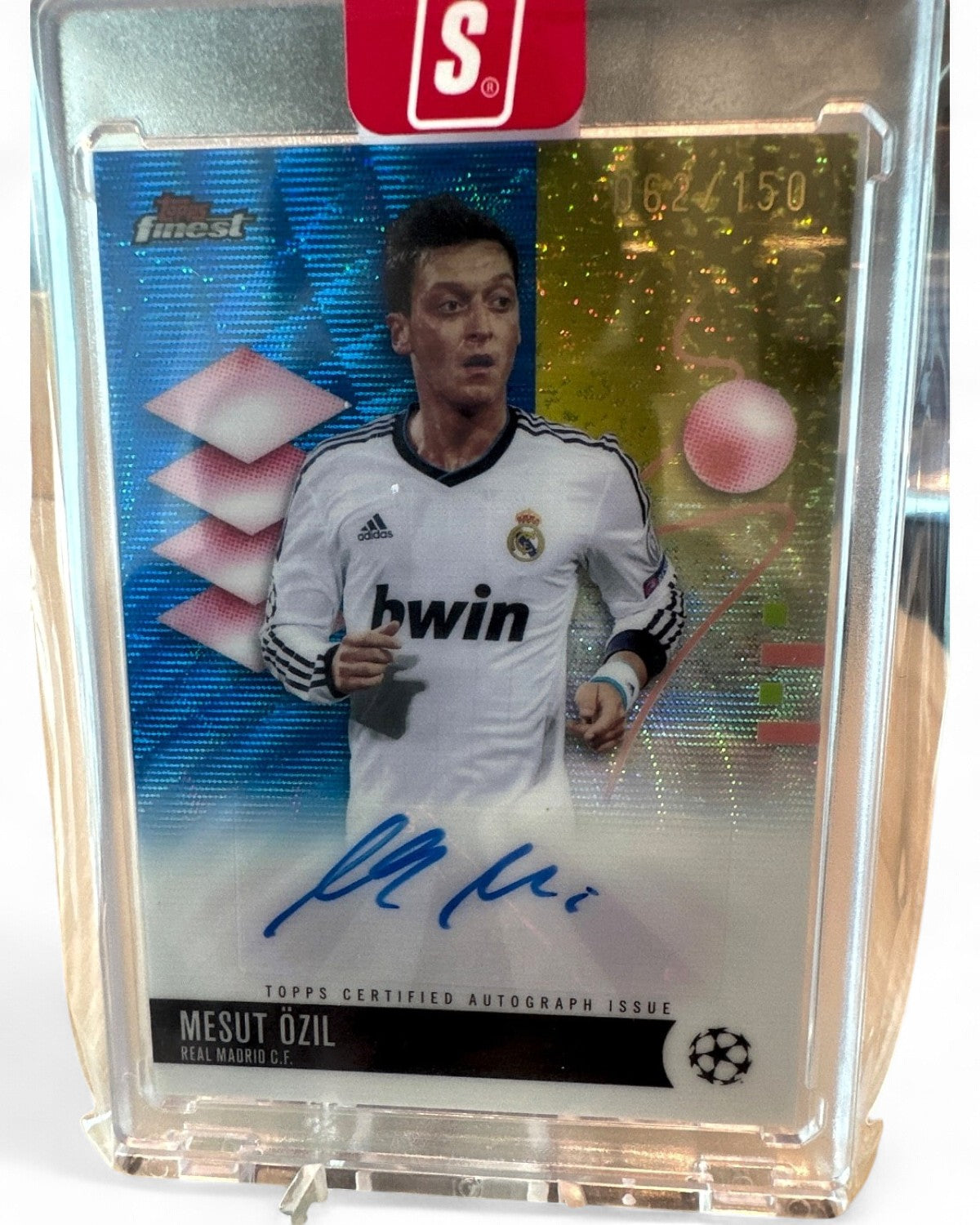 2025 Topps Finest UEFA Autograph Mesut Ozil Blue Wave #BA-OZ Auto 062/150