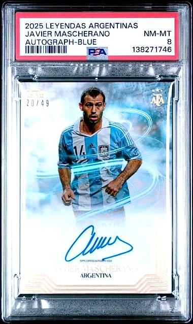 2025 Topps Leyendas Argentinas Autographs Javier Mascherano Blue Auto 20/49 PSA 8