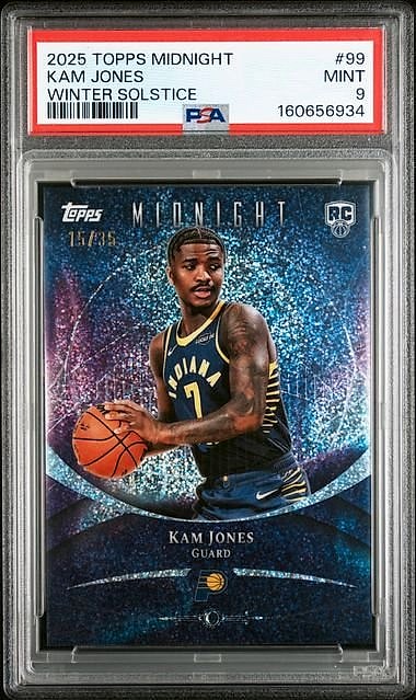 2025-26 Topps Midnight Kam Jones Winter Solstice #99 Rookie 15/35 PSA 9