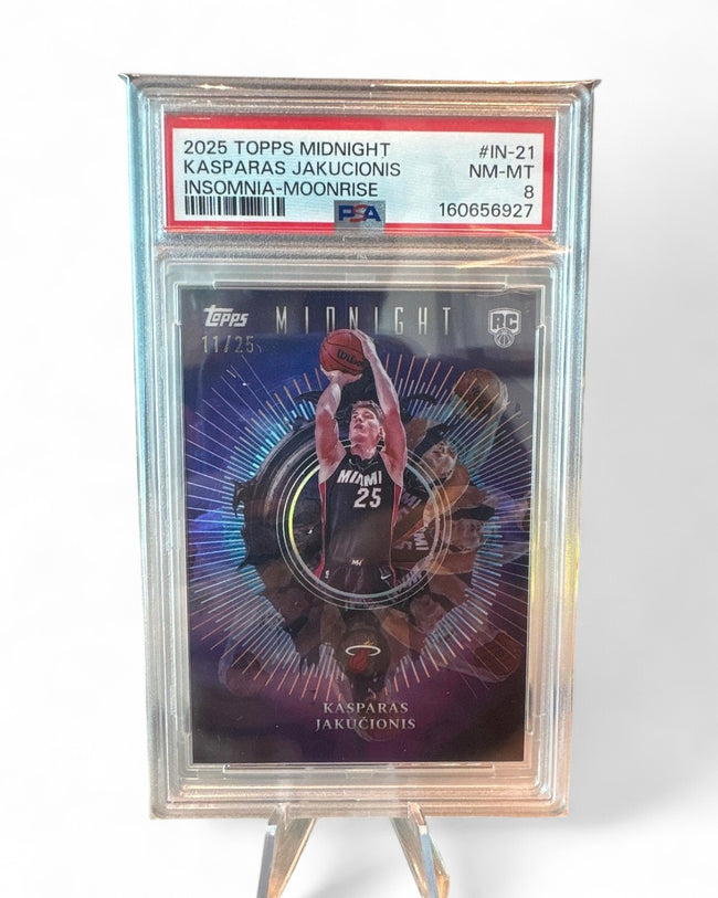 2025-26 Topps Midnight Insomnia Kasparas Jakucionis Moonrise #IN-21 Rookie 11/25 PSA 8