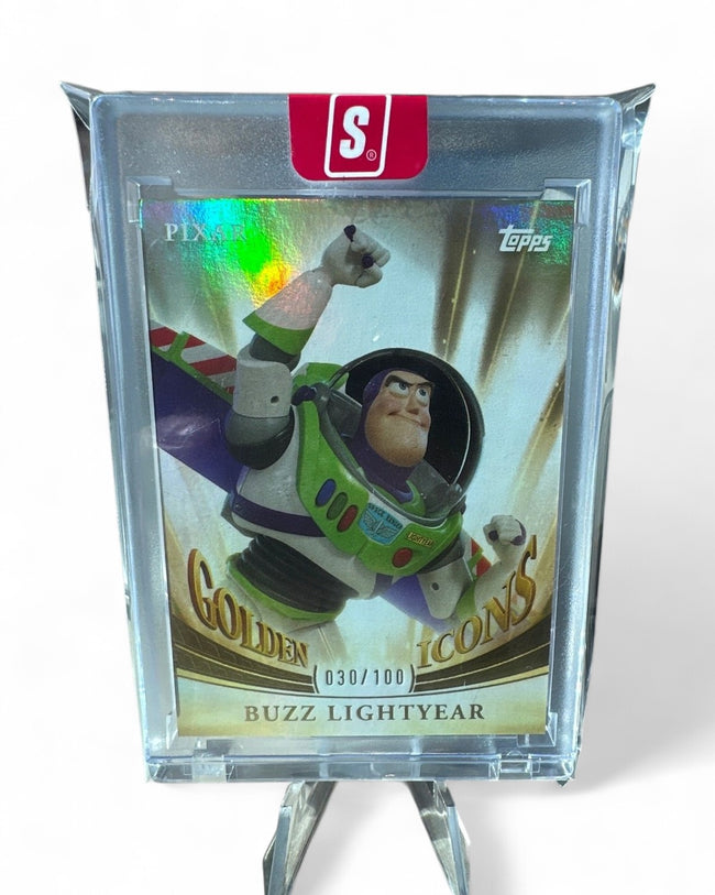 2025 Topps Pixar Gold Golden Icons (Encased) Buzz Lightyear #GI-2 030/100