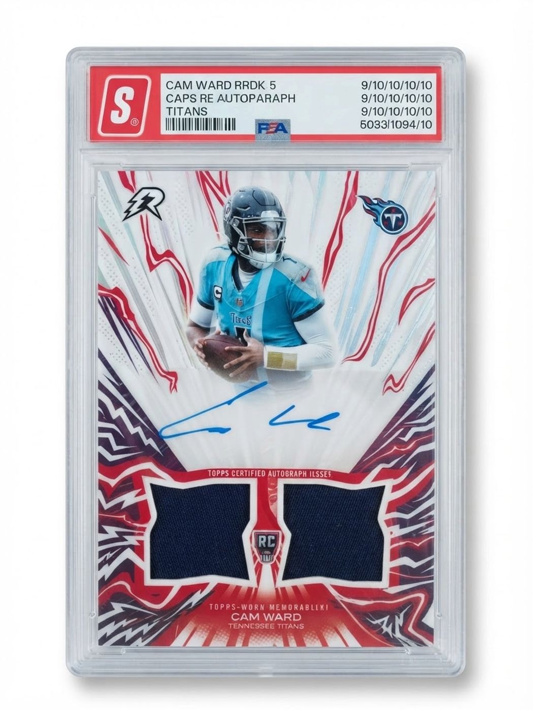 2025 Topps Resurgence Amped Up Rookie Relic Autographs Titans Auto Cam Ward #AU-CW Rookie Auto