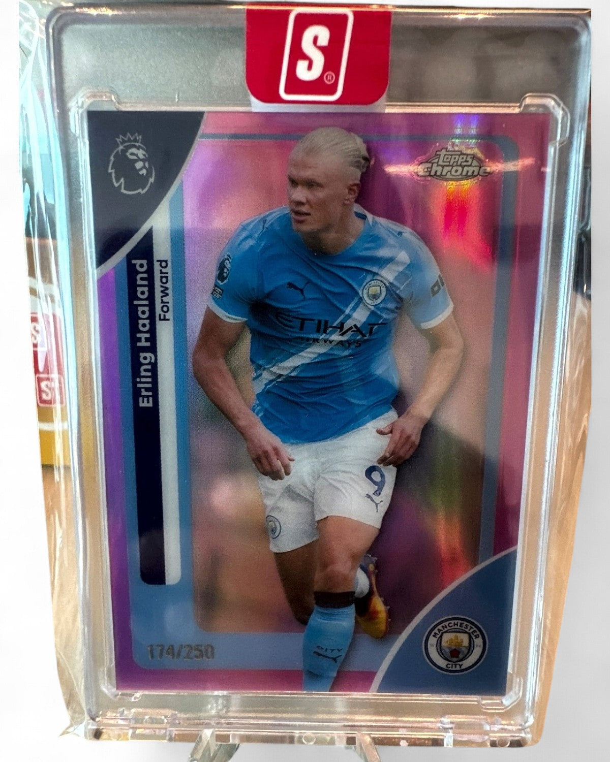 2026 Topps Chrome Premier League Erling Haaland Purple Refractor #125 174/250