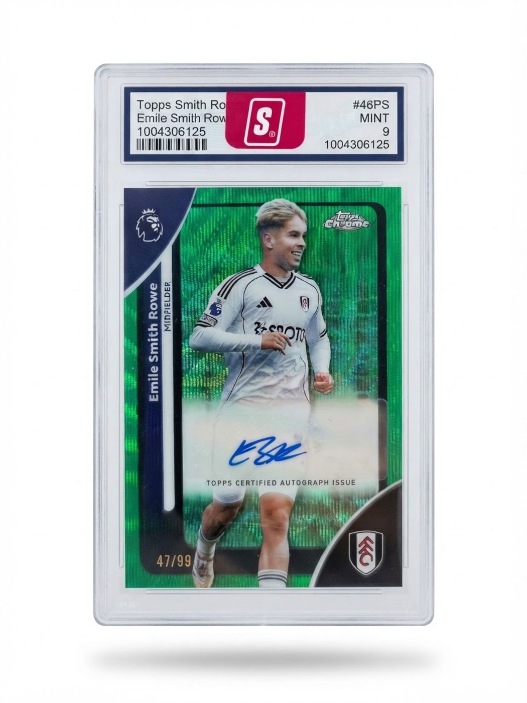 2026 Topps Chrome Premier League 2026 Auto Fulham Emile Smith Rowe Green Wave Refractor #CA-ES Auto 47/99