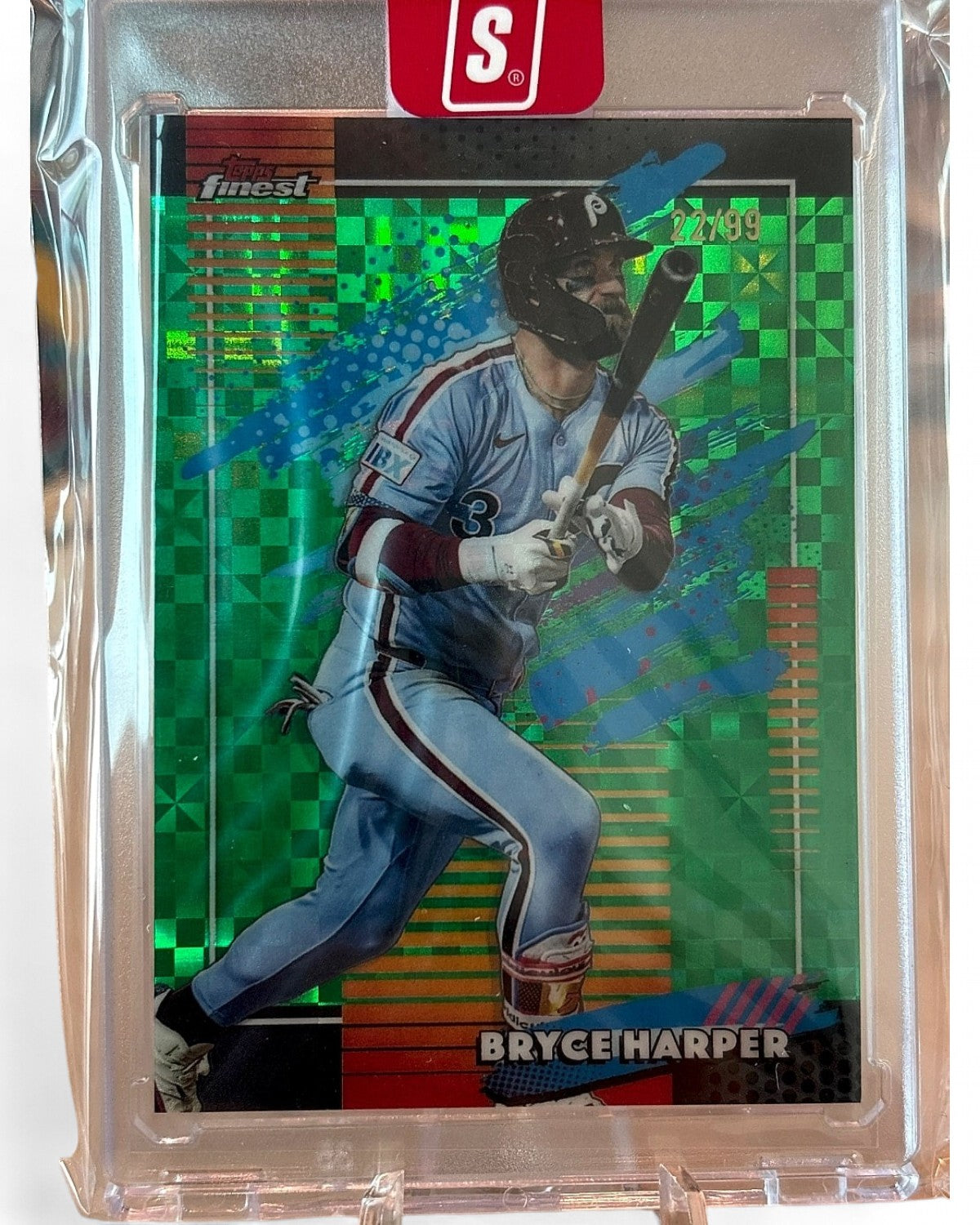 2026 Topps Finest Bryce Harper Green X-Fractor #102 22/99