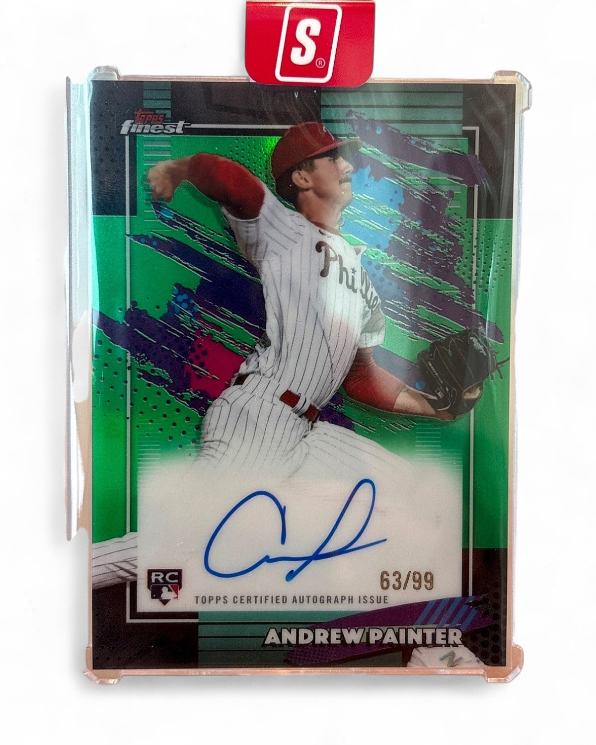 2026 Topps Finest Autograph Andrew Painter Green Refractor #FA-AP Rookie Auto 63/99