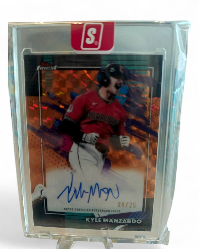 2026 Topps Finest Autograph Kyle Manzardo Orange Geometric Refractor #FA-KM Auto 08/25