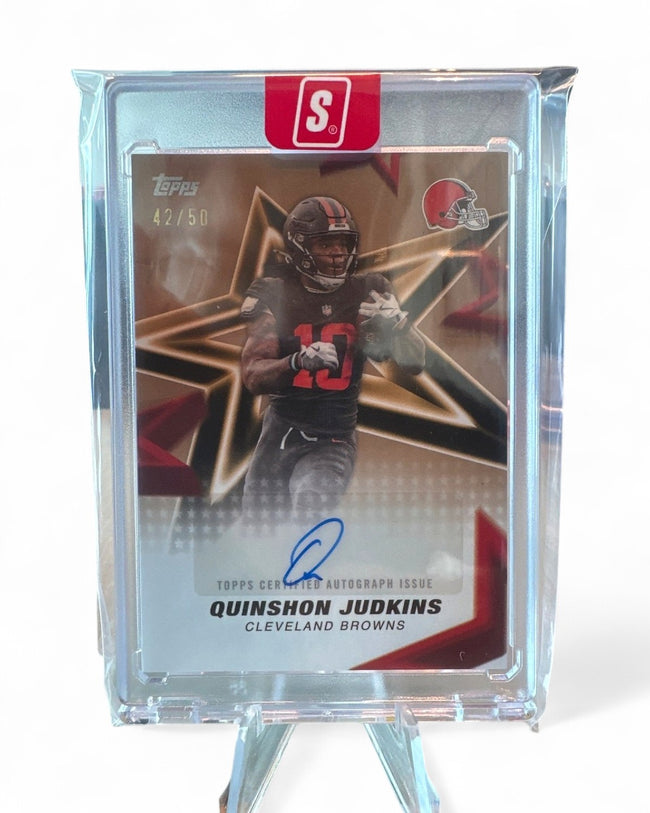 2026 Topps Flagship Football NFL Stars Autographs Quinshon Judkins Gold #NFLSA-QJ Rookie Auto 42/50