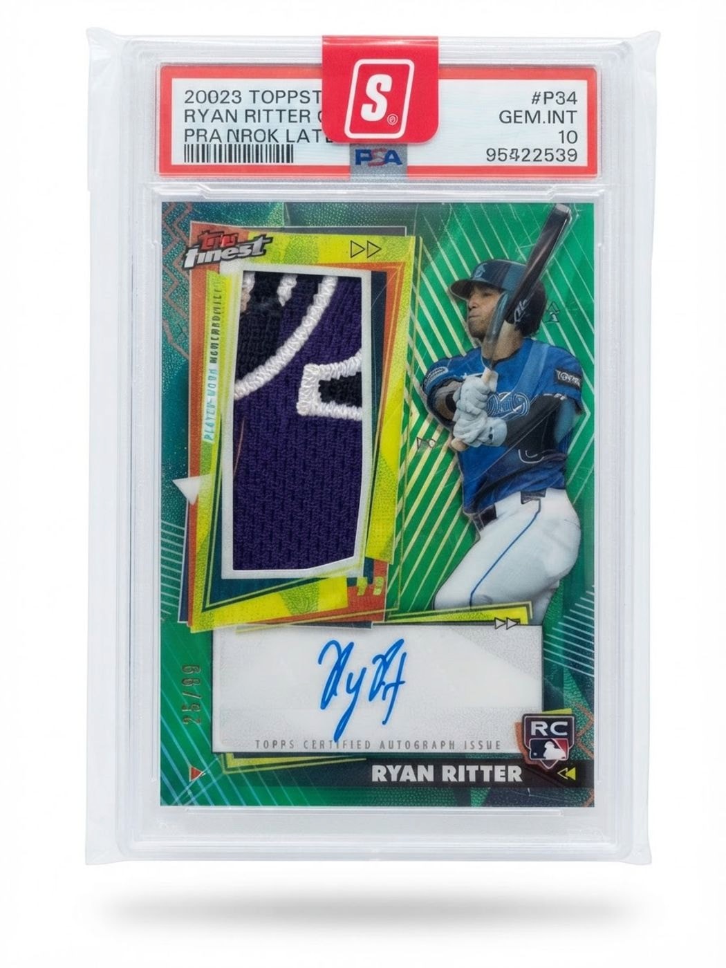 2026 Topps Finest Rookie Patch Autograph Ryan Ritter Green #RPA-RR Rookie Auto 35/99