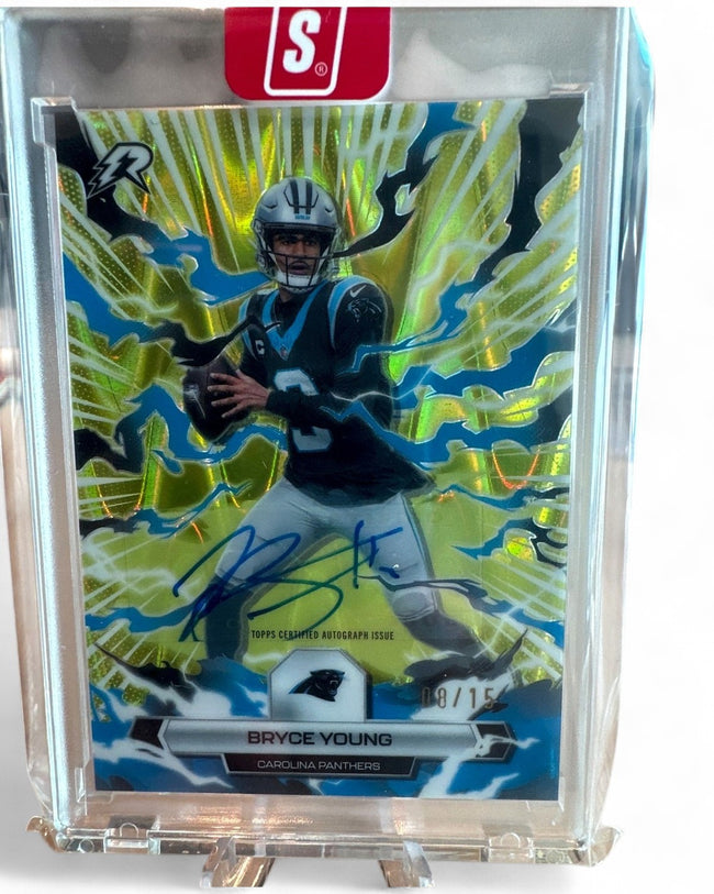 2026 Topps Rapture Resurgence Panthers Bryce Young Yellow/Green Rapture Refractor #13 Auto 08/15