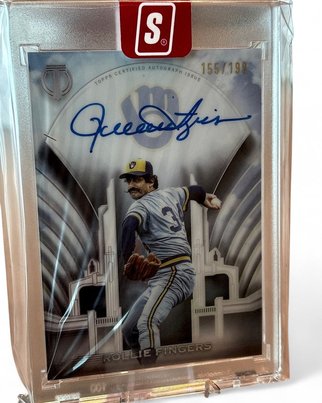 2026 Topps Tribute Crest Calligraphy Rollie Fingers Blue #TCC-RF Auto 155/199