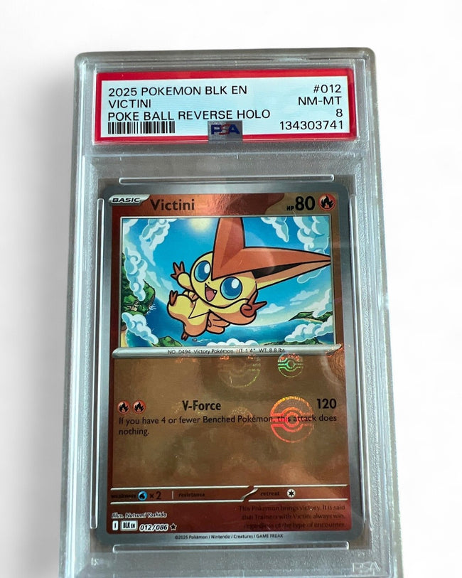 2025 Black Bolt Victini 012/086 (Poke Ball Pattern) PSA 8