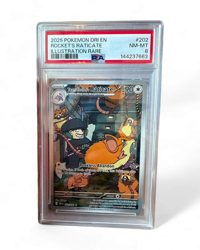 2025 Destined Rivals Team Rocket's Raticate 202/182 PSA 8