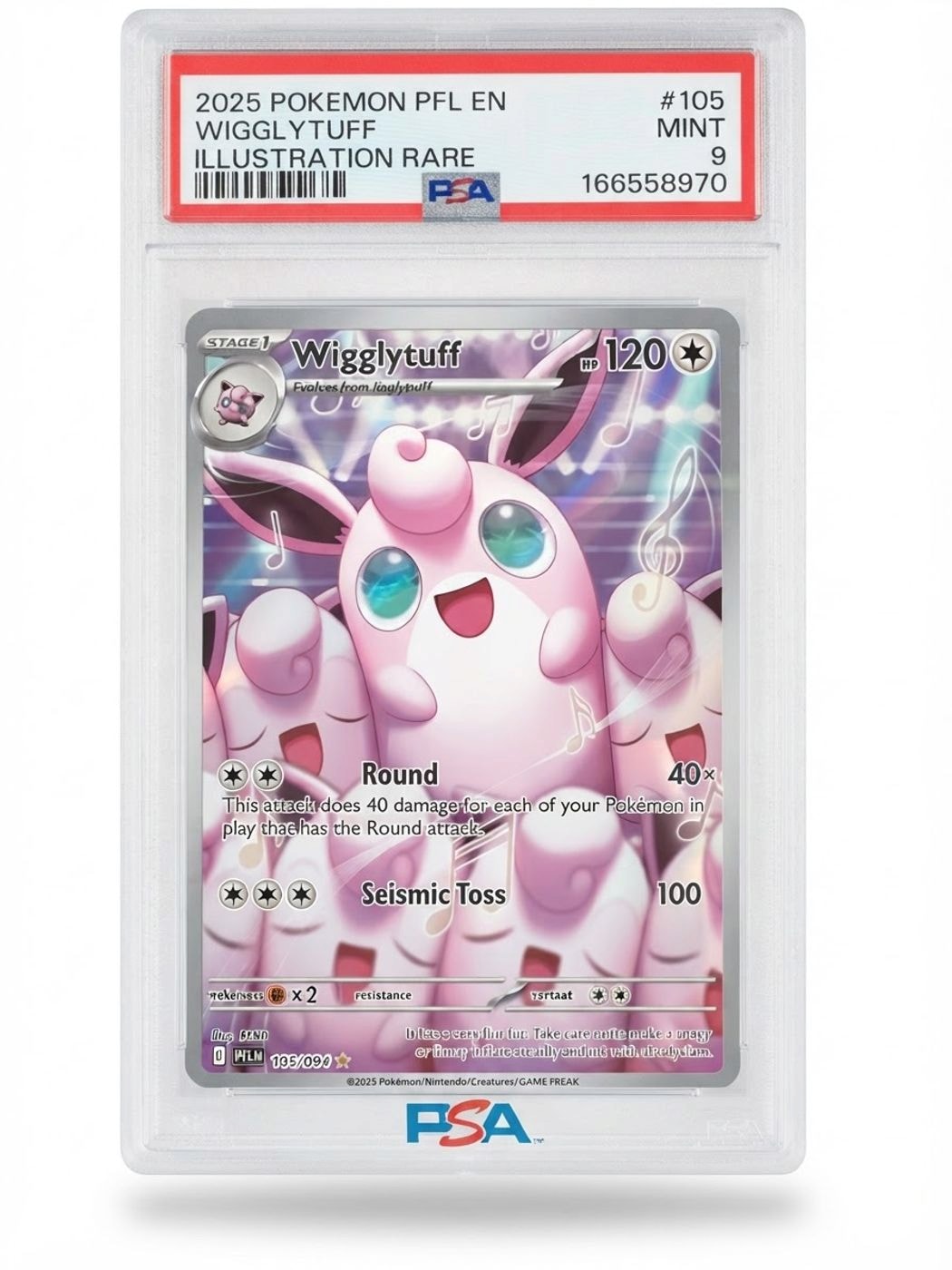 2025 Phantasmal Flames Wigglytuff 105/094 PSA 9