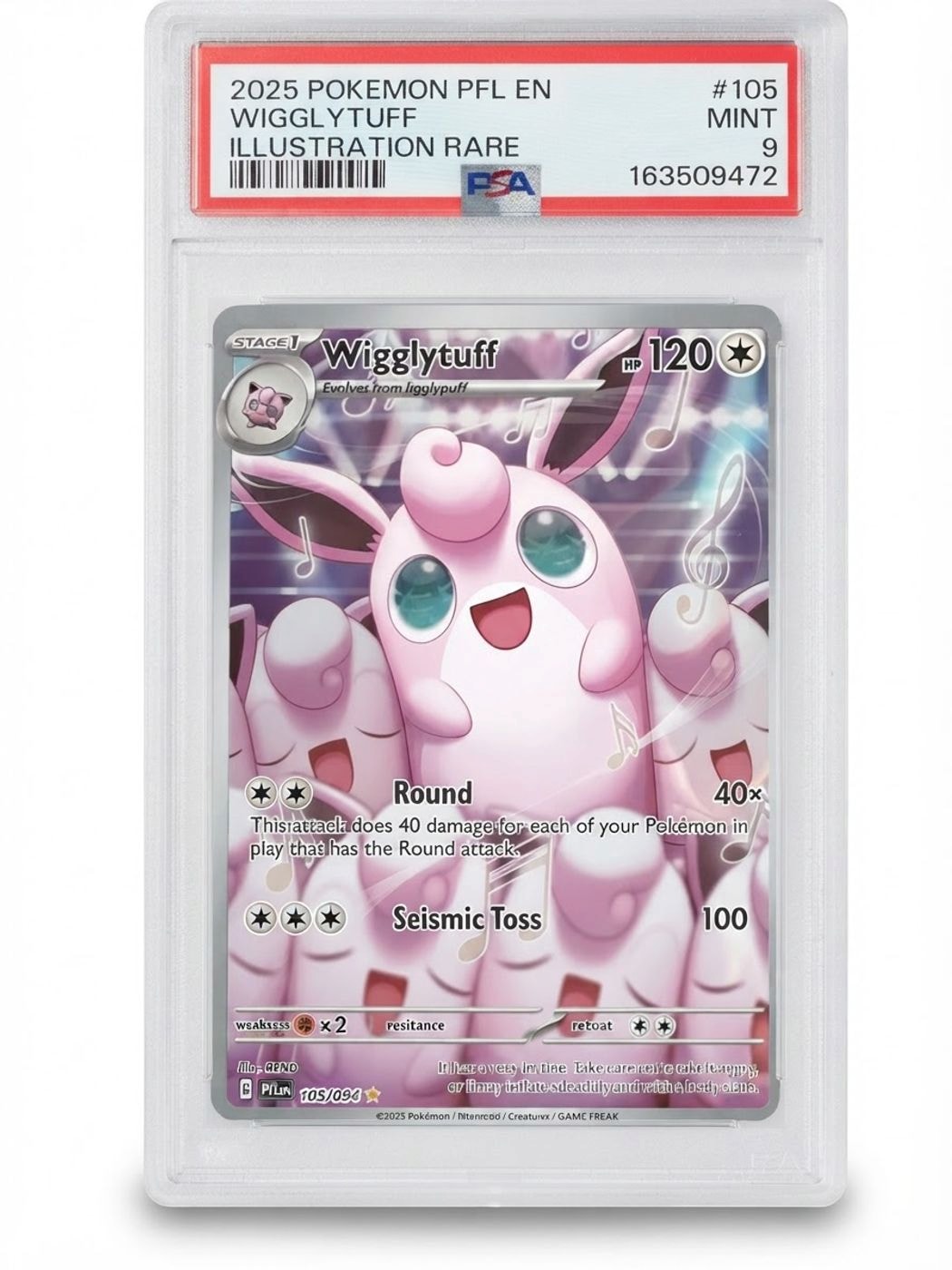 2025 Phantasmal Flames Wigglytuff 105/094 PSA 9