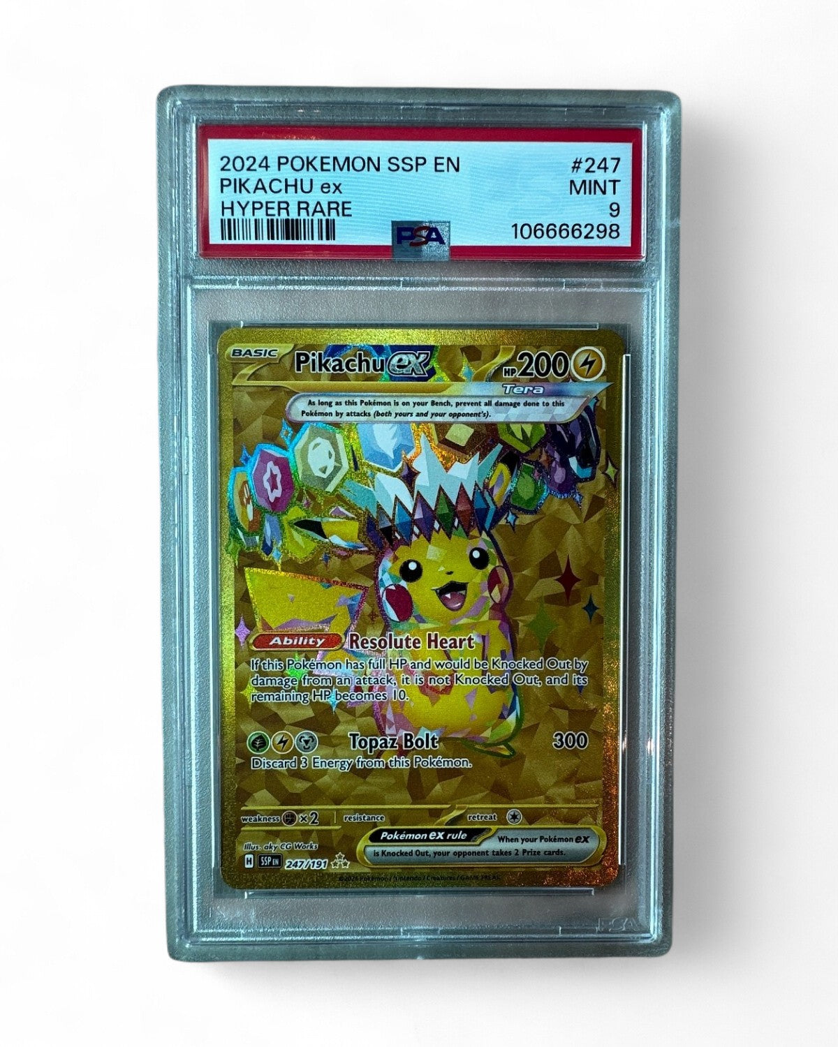 2024 Surging Sparks Pikachu Ex 247/191 PSA 9