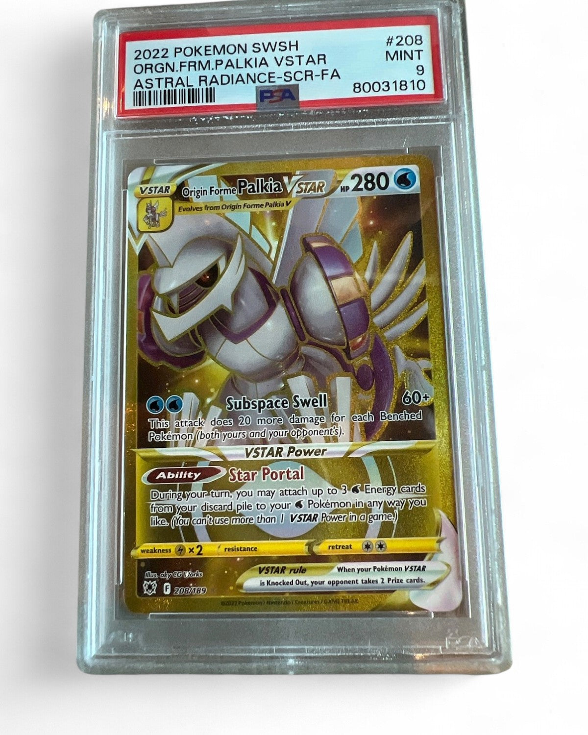 2022 Astral Radiance Origin Forme Palkia VSTAR (Secret) 208/189 (208) PSA 9